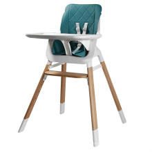 Cadeira alta de plástico com pés de madeira para bebês